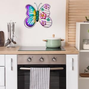 Metal Flower Butterfly Wall Ornament