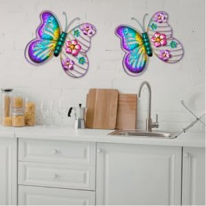 Metal Flower Butterfly Wall Ornament