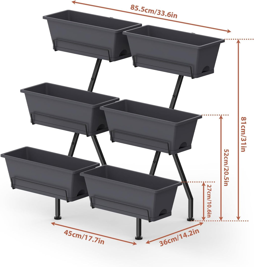 Grey 3-Tier Vertical Garden Planter