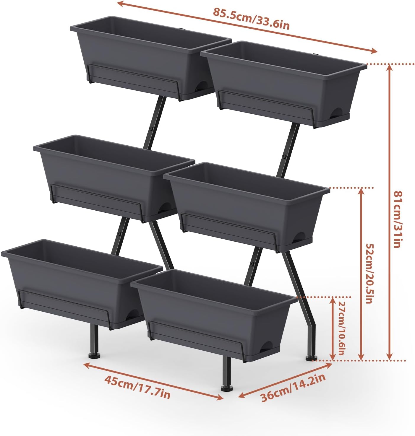 Grey 3-Tier Vertical Garden Planter