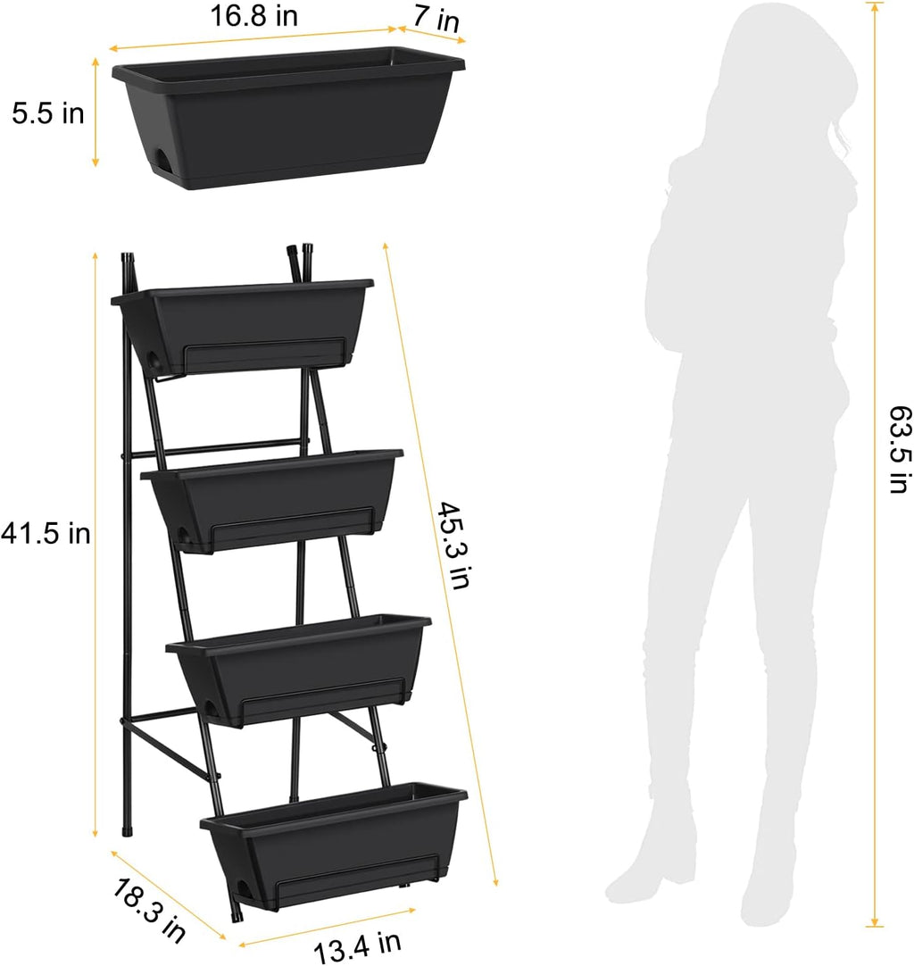 Black 4-Tier Vertical Planter
