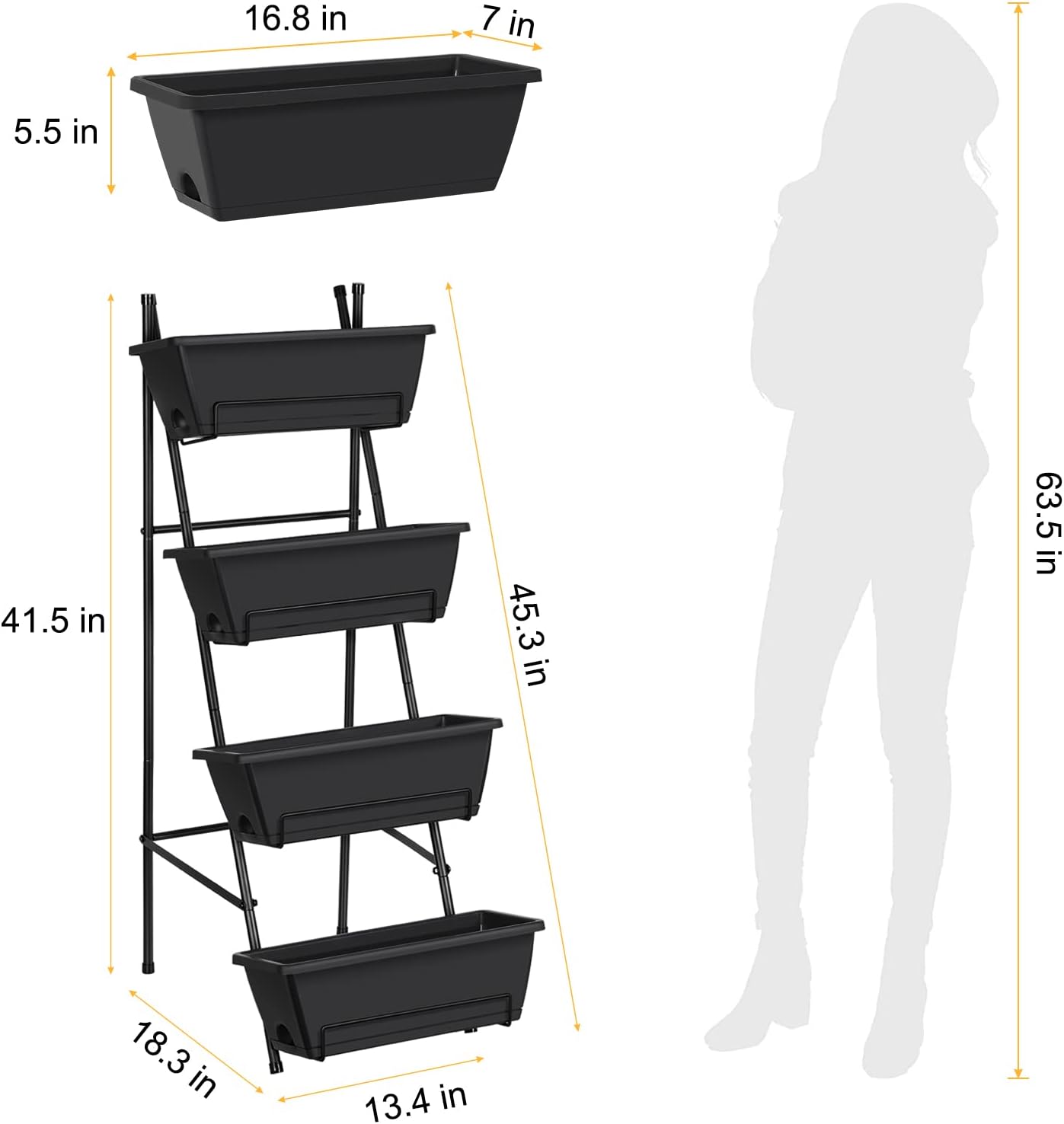 Black 4-Tier Vertical Planter