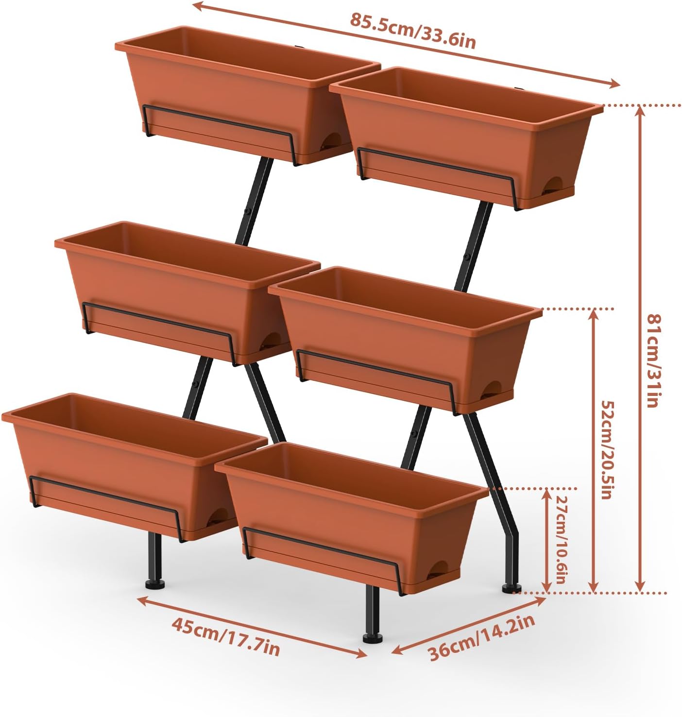 Brick Red Tiered Garden Planter