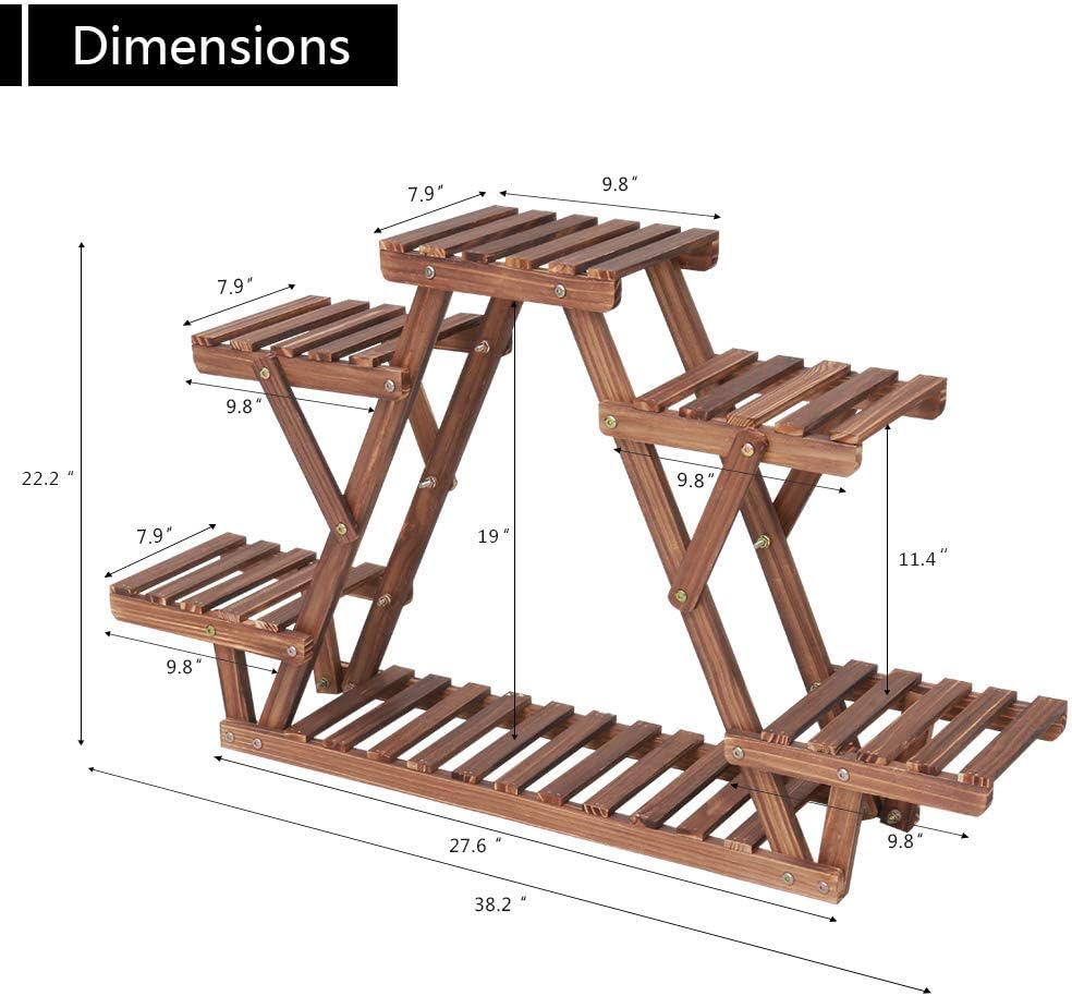 Triangular Wooden Multi-Pot Plant Stand