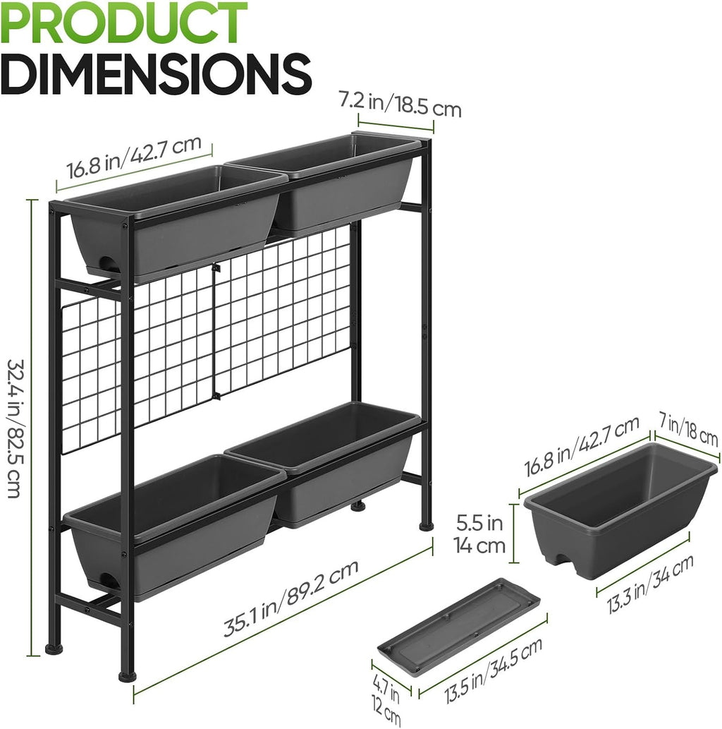 Grey Trellis Elevated Planter