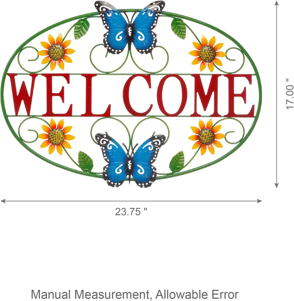 Sunflower Butterfly Welcome Wall Decor