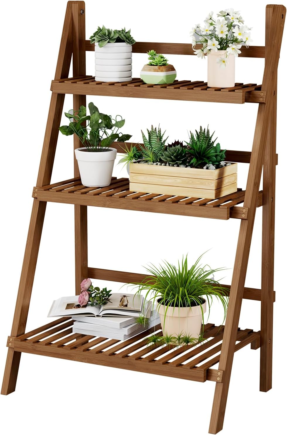 Foldable Bamboo 3-Tier Plant Shelf