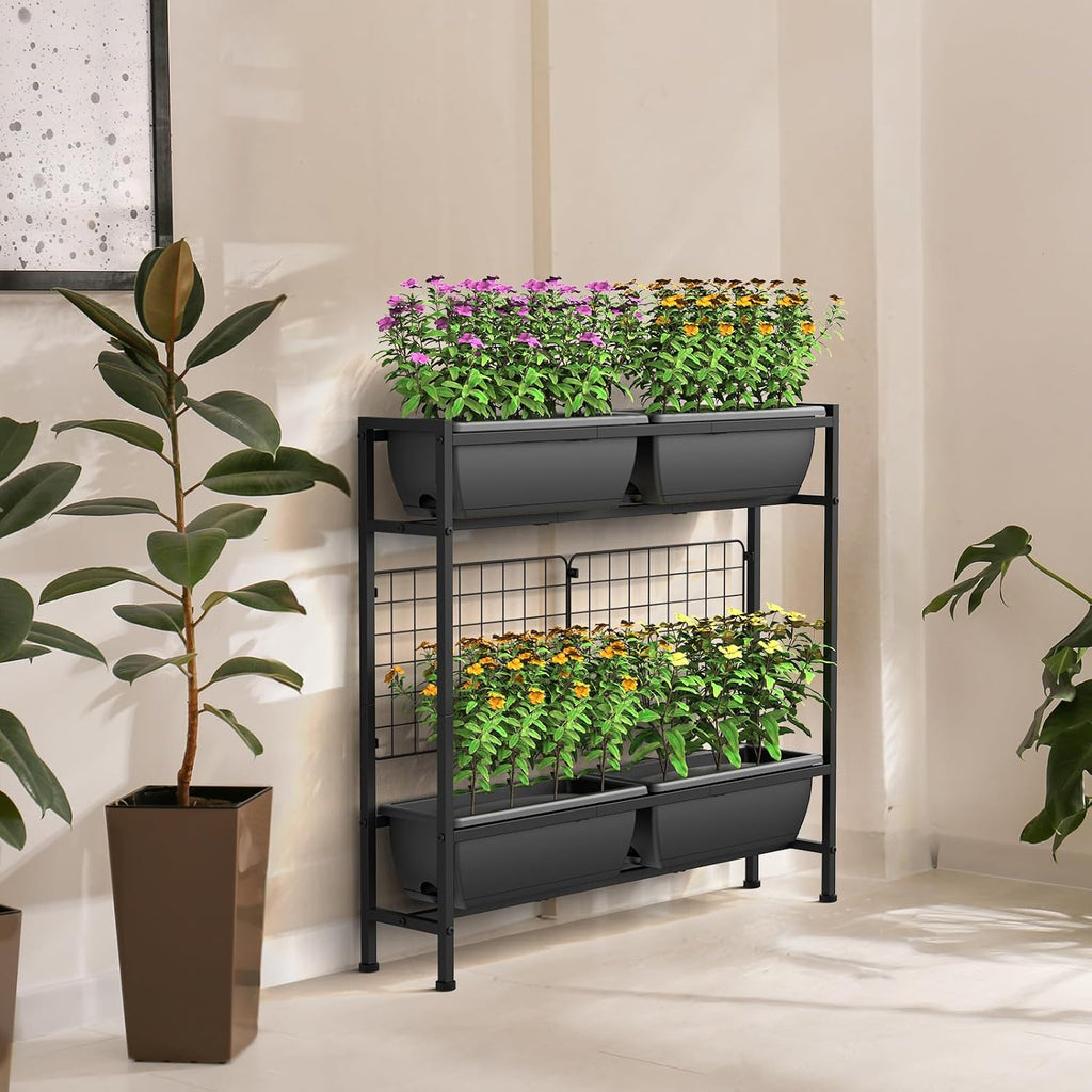 Grey Trellis Elevated Planter
