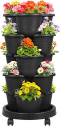 Black Wheeled Self Water Planter