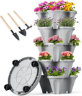 Gray Wheeled Stackable Planter