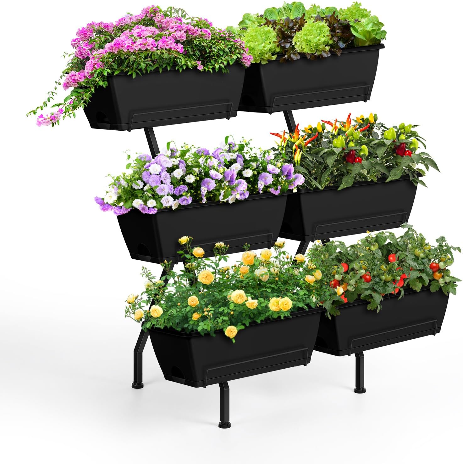 Black 6-box Vertical Planter
