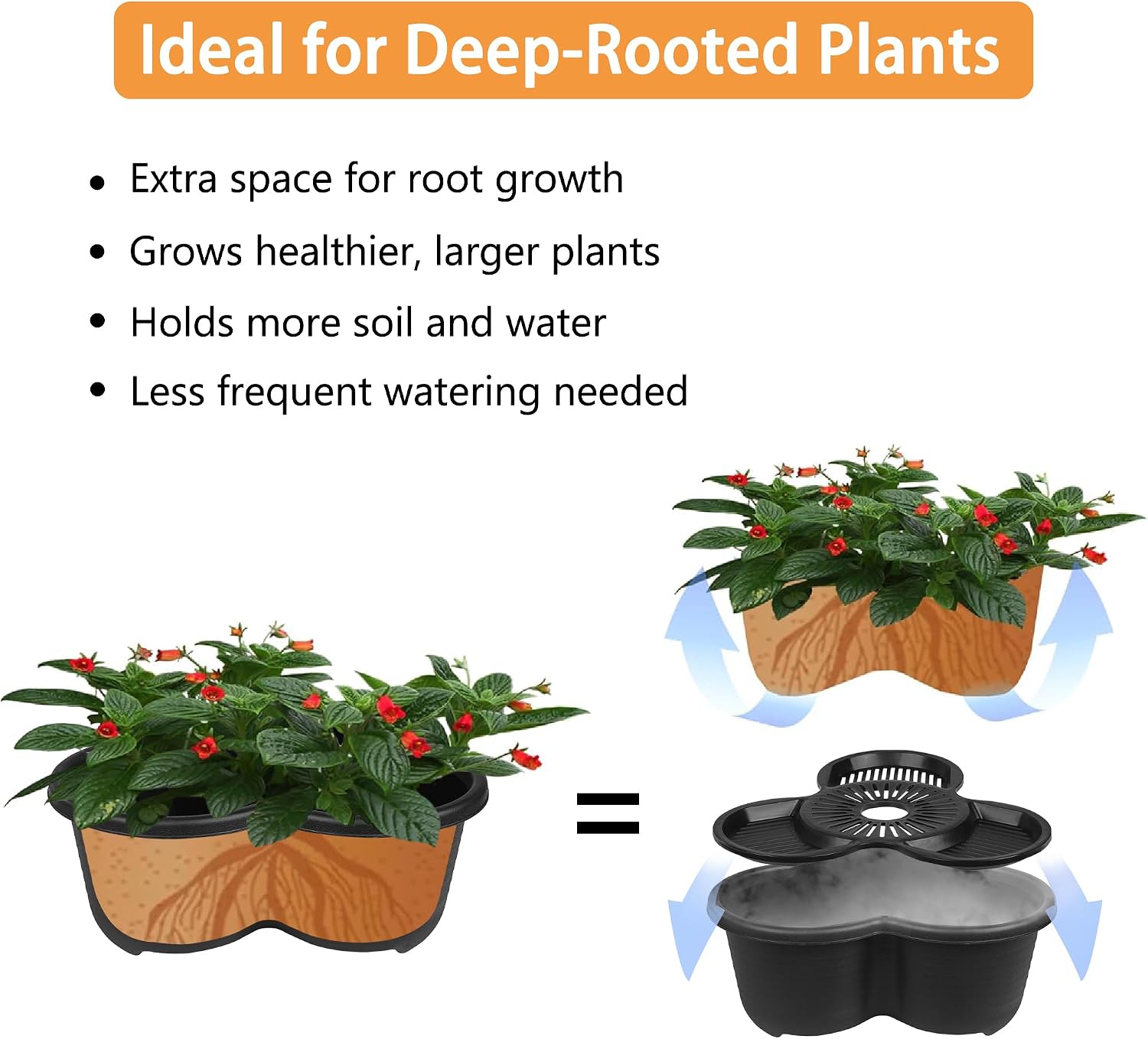 Black Wheeled Self Water Planter