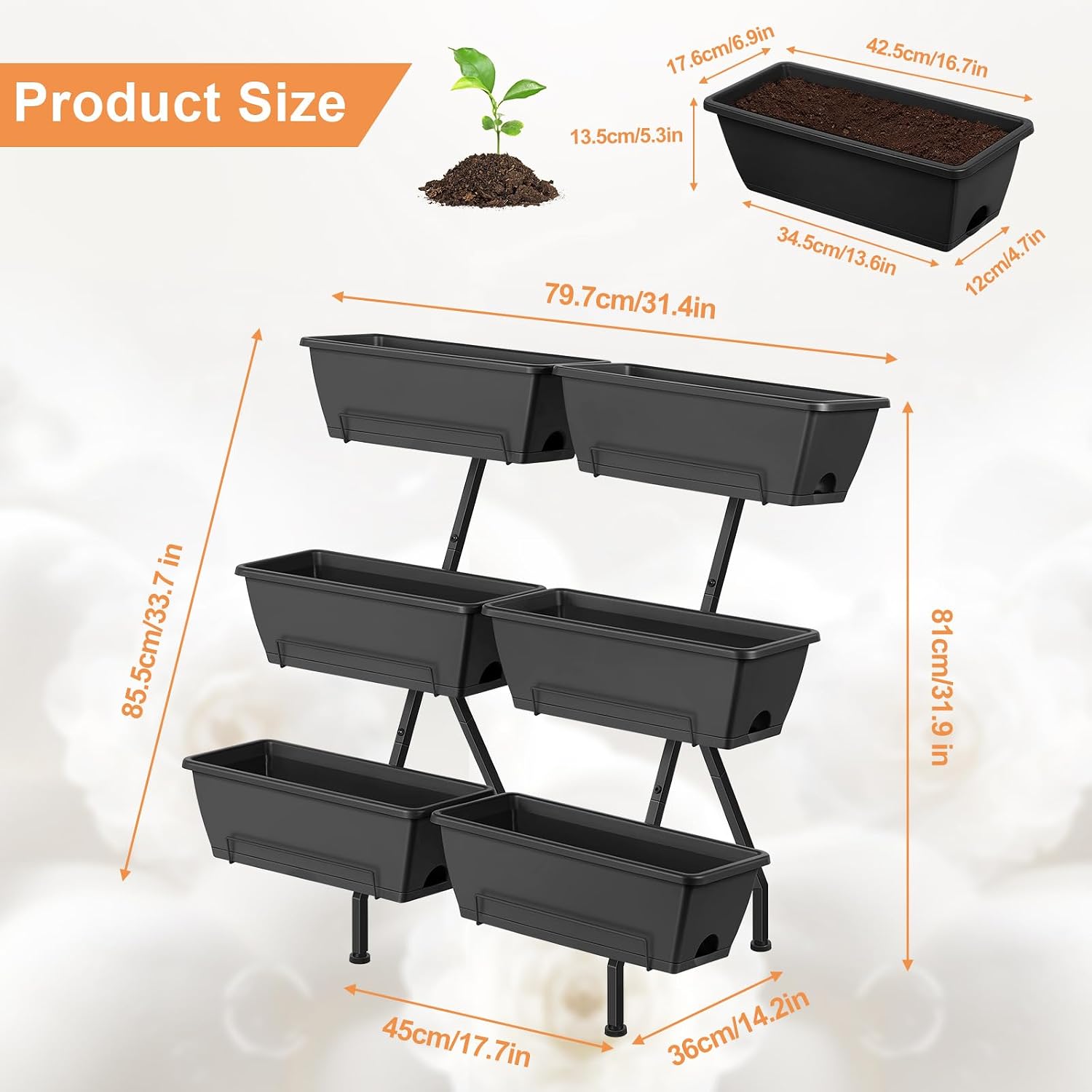 Gray Tiered Legged Garden Planter