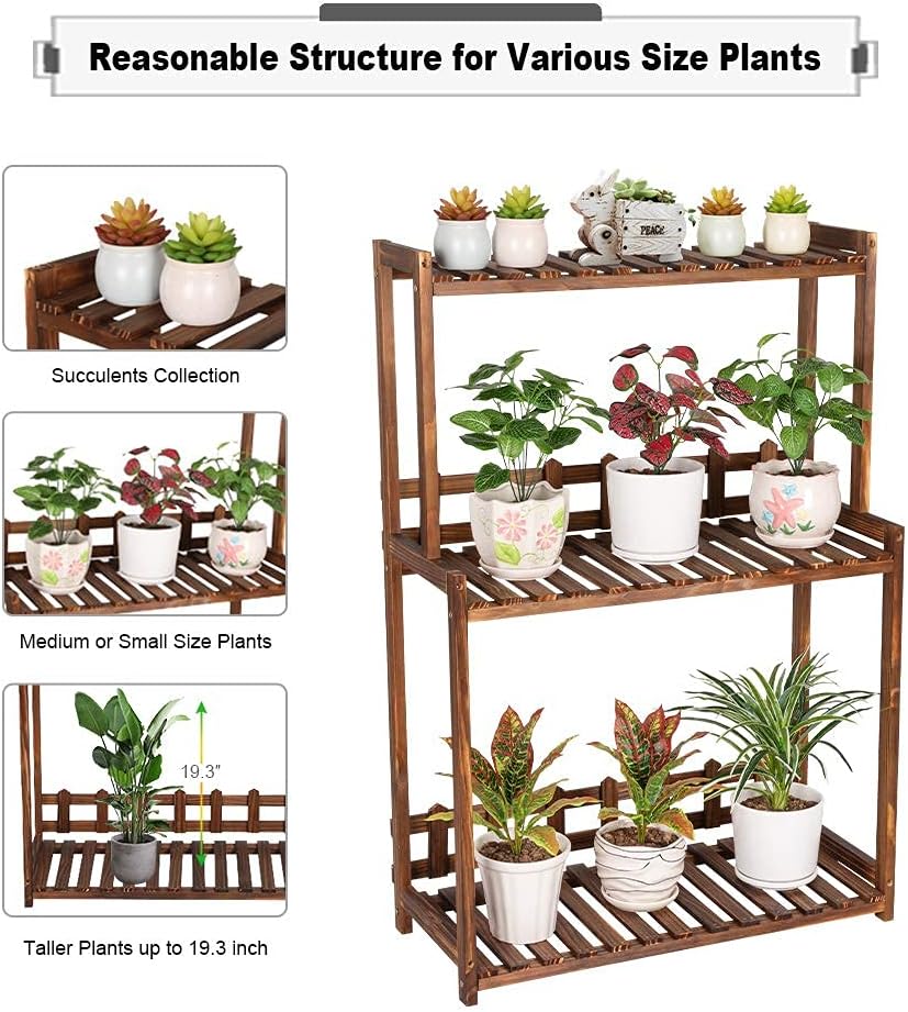 Vertical 3-Tier Wooden Plant Stand