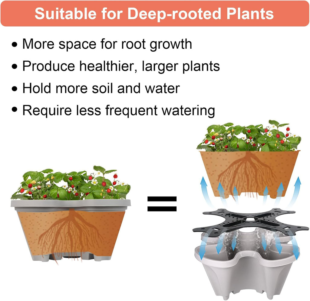 Gray Wheeled Stackable Planter