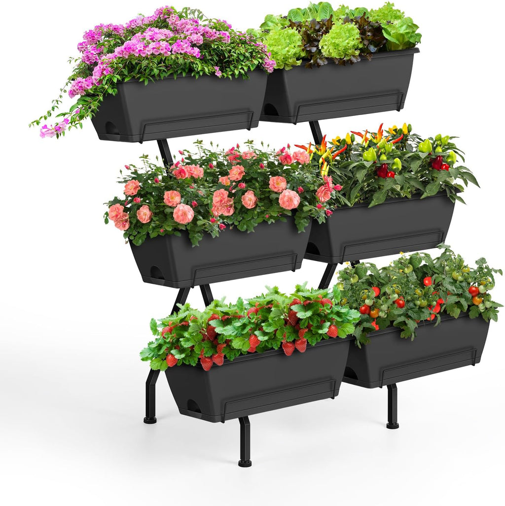 Gray Tiered Legged Garden Planter