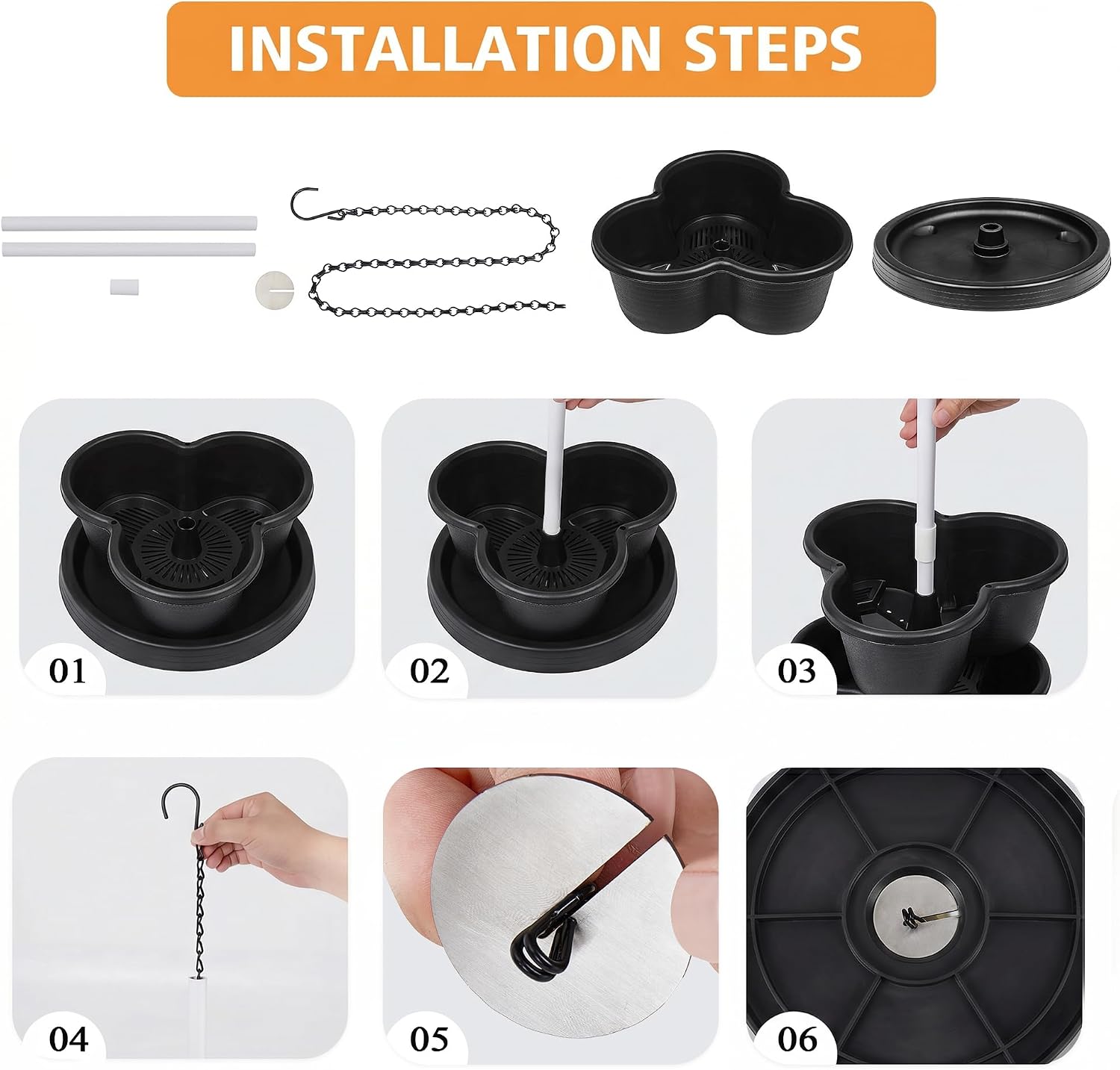 Black Wheeled Self Water Planter