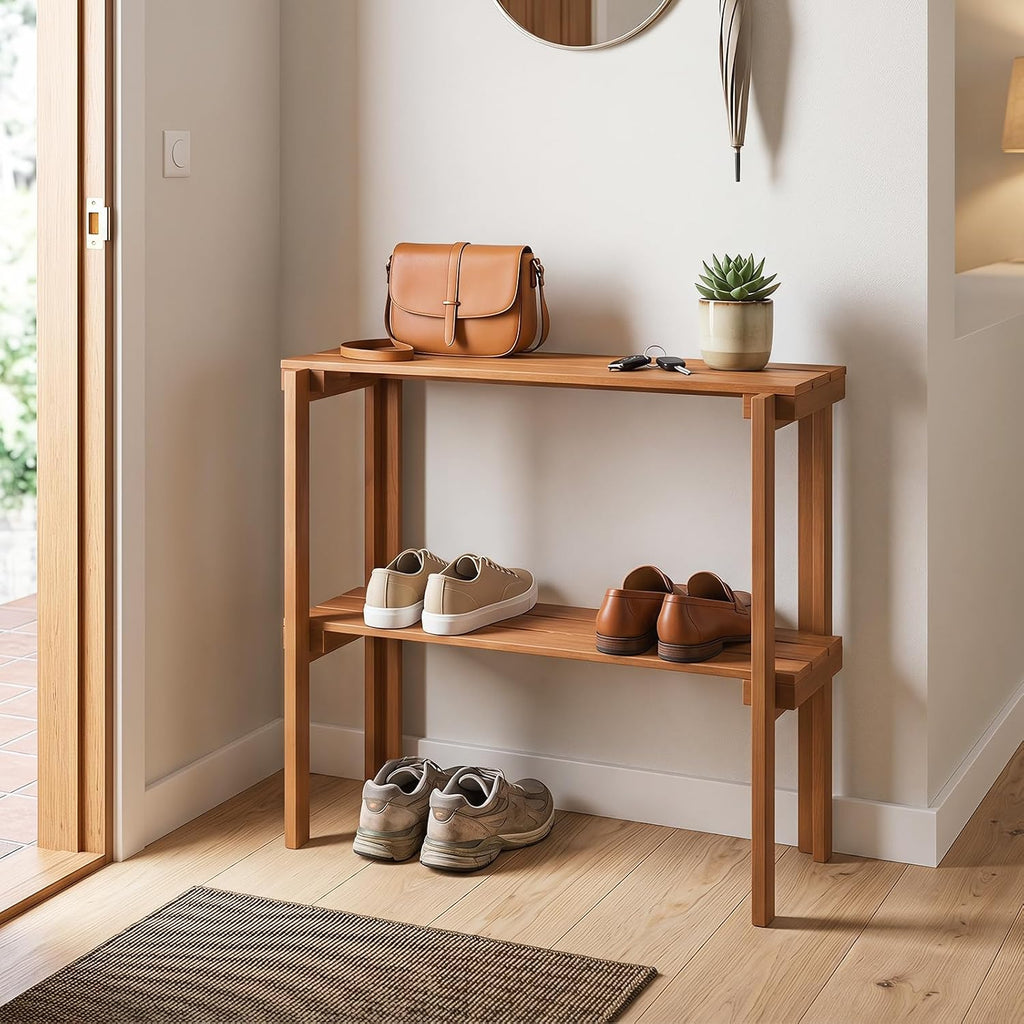 Foldable 2-Tier Wooden Plant Stand