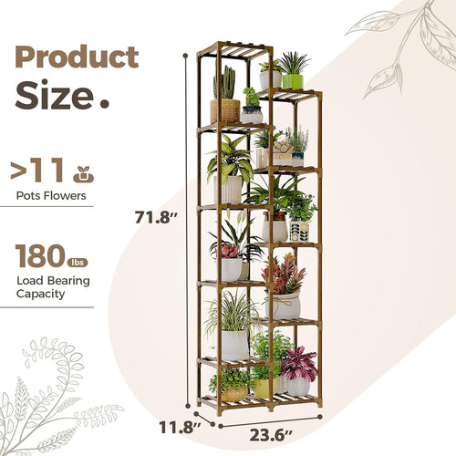 11-Tier Tall Wooden Plant Stand