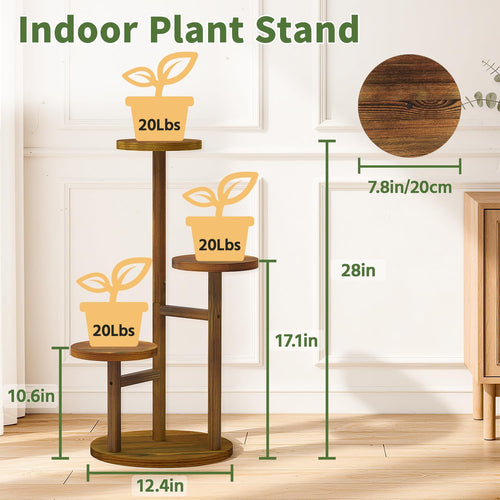3-Tier Rustic Corner Plant Stand