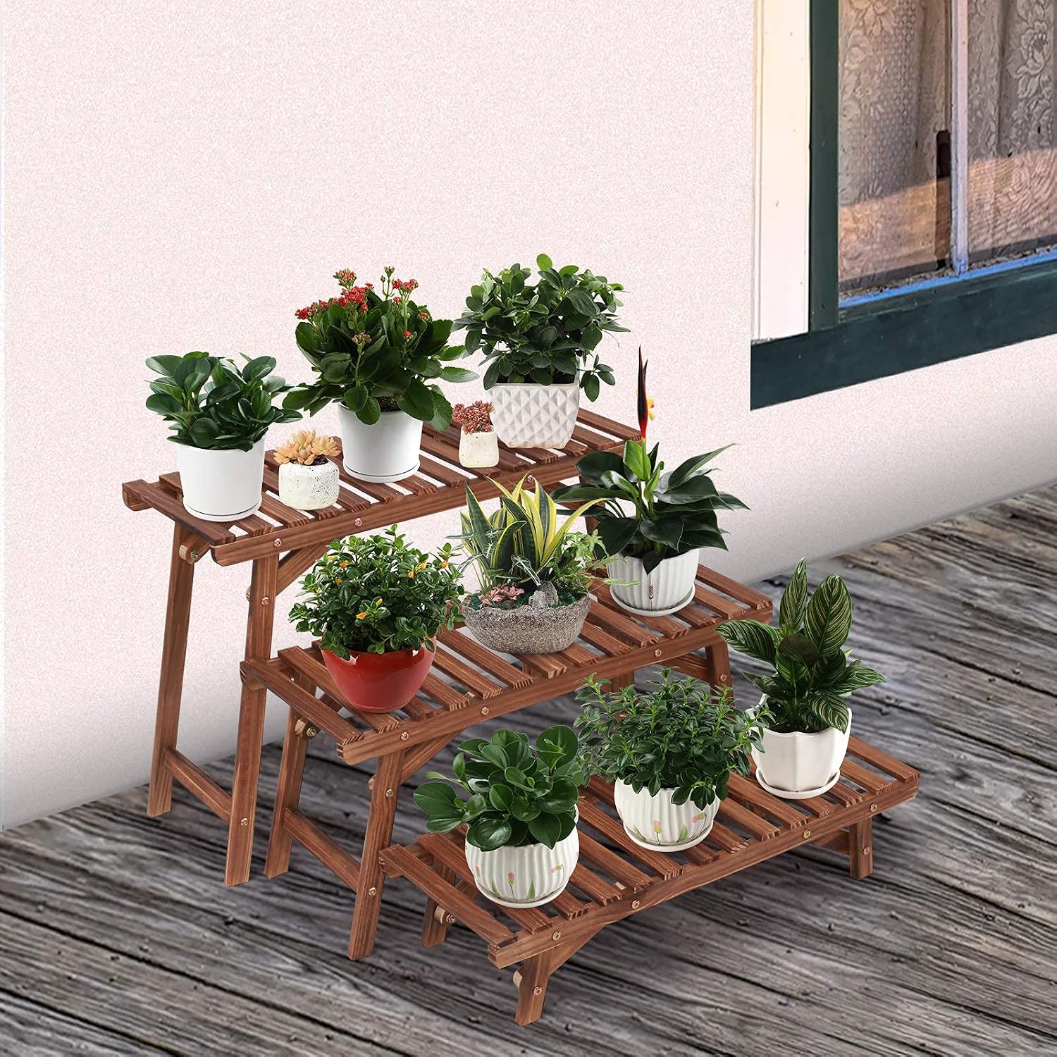 3-Tier Ladder Wooden Plant Stand