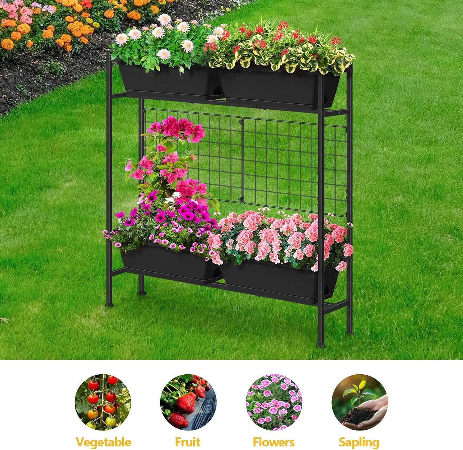 Black Trellis Vertical Planter