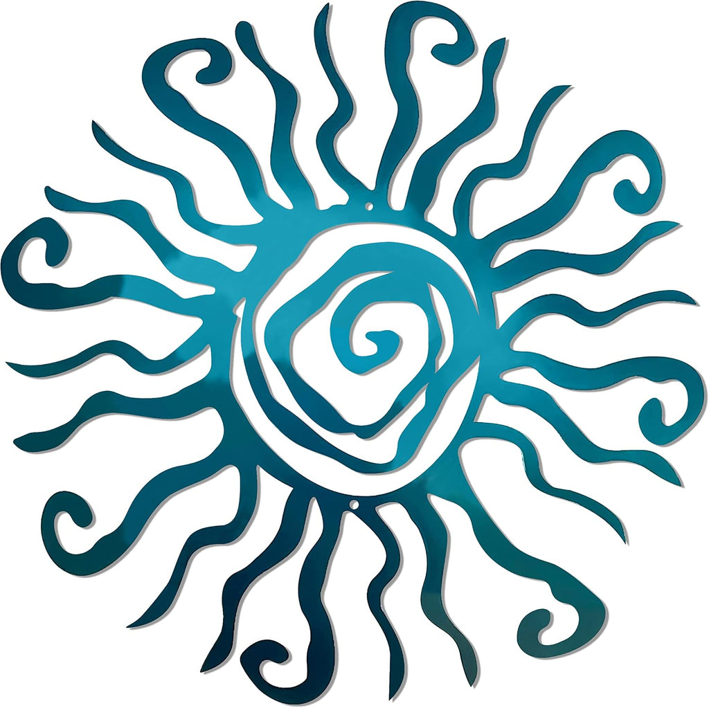 Teal Sun Metal Home Wall Decor