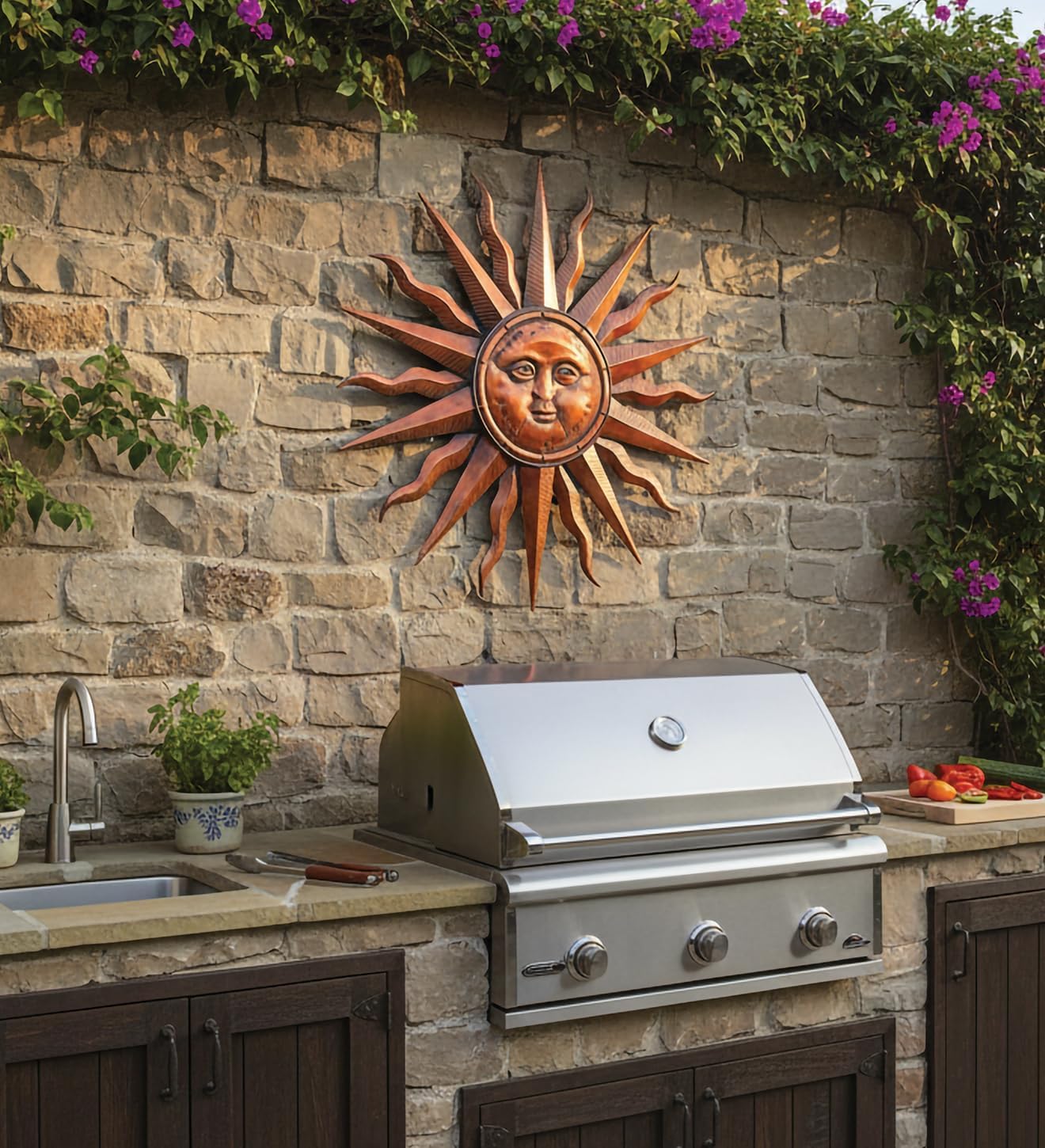 Copper Sunburst Metal Wall Decor