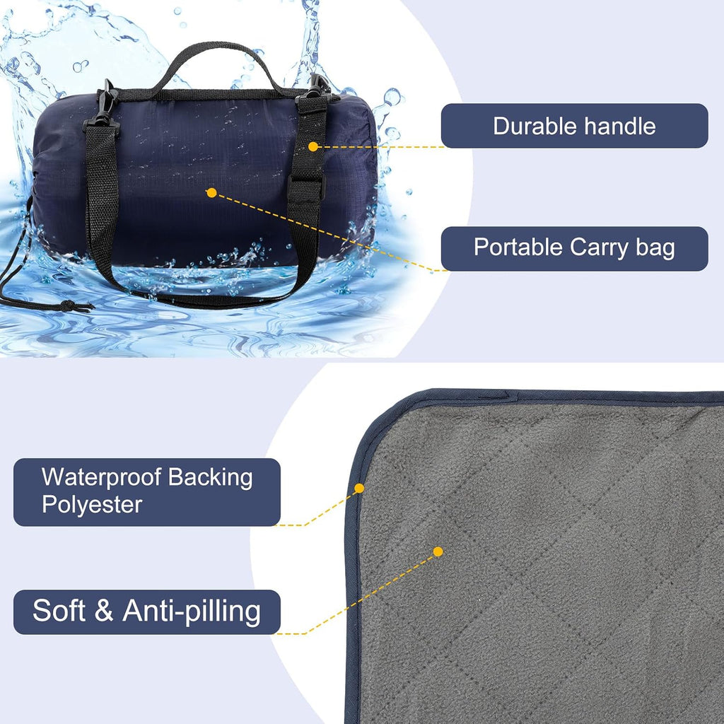 Navy Warm Waterproof Foldable Blanket