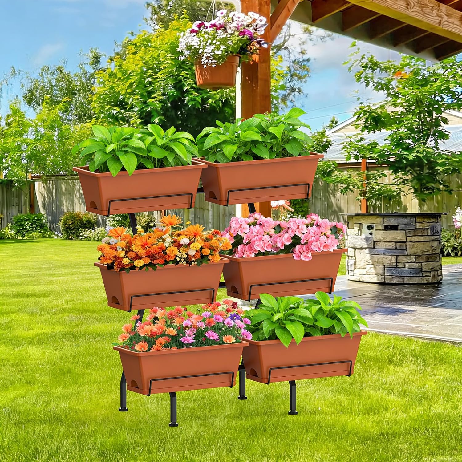 Brick Red Tiered Garden Planter