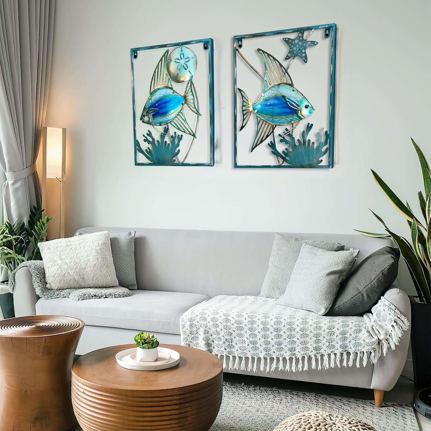 Blue LED Fish Framed Wall Decor