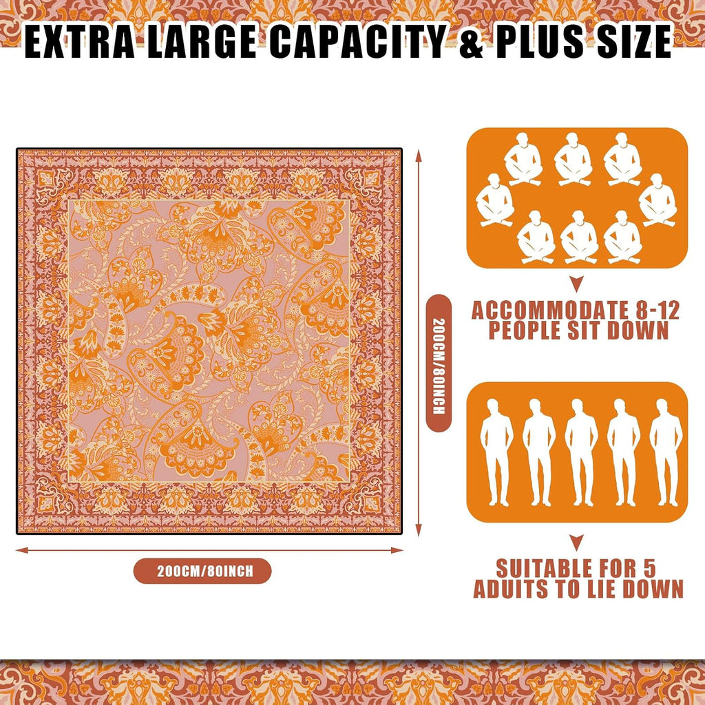 Orange Boho Waterproof Picnic Blanket