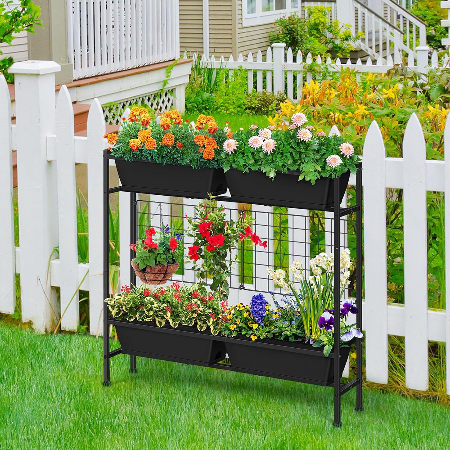 Black Tall Trellis Garden Planter
