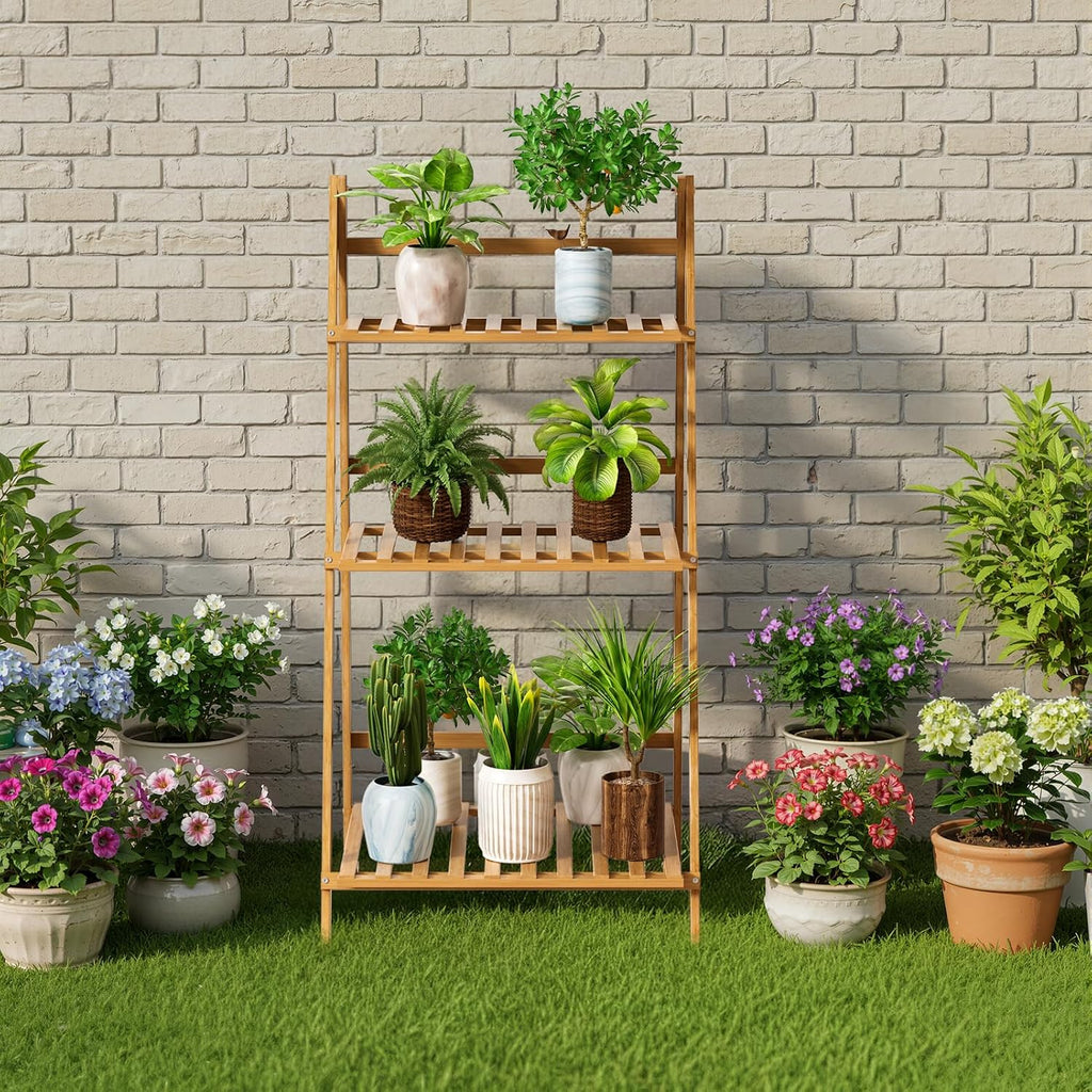Foldable 2-Tier Wooden Plant Stand