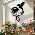 Black Hummingbird Lotus Wall Decor