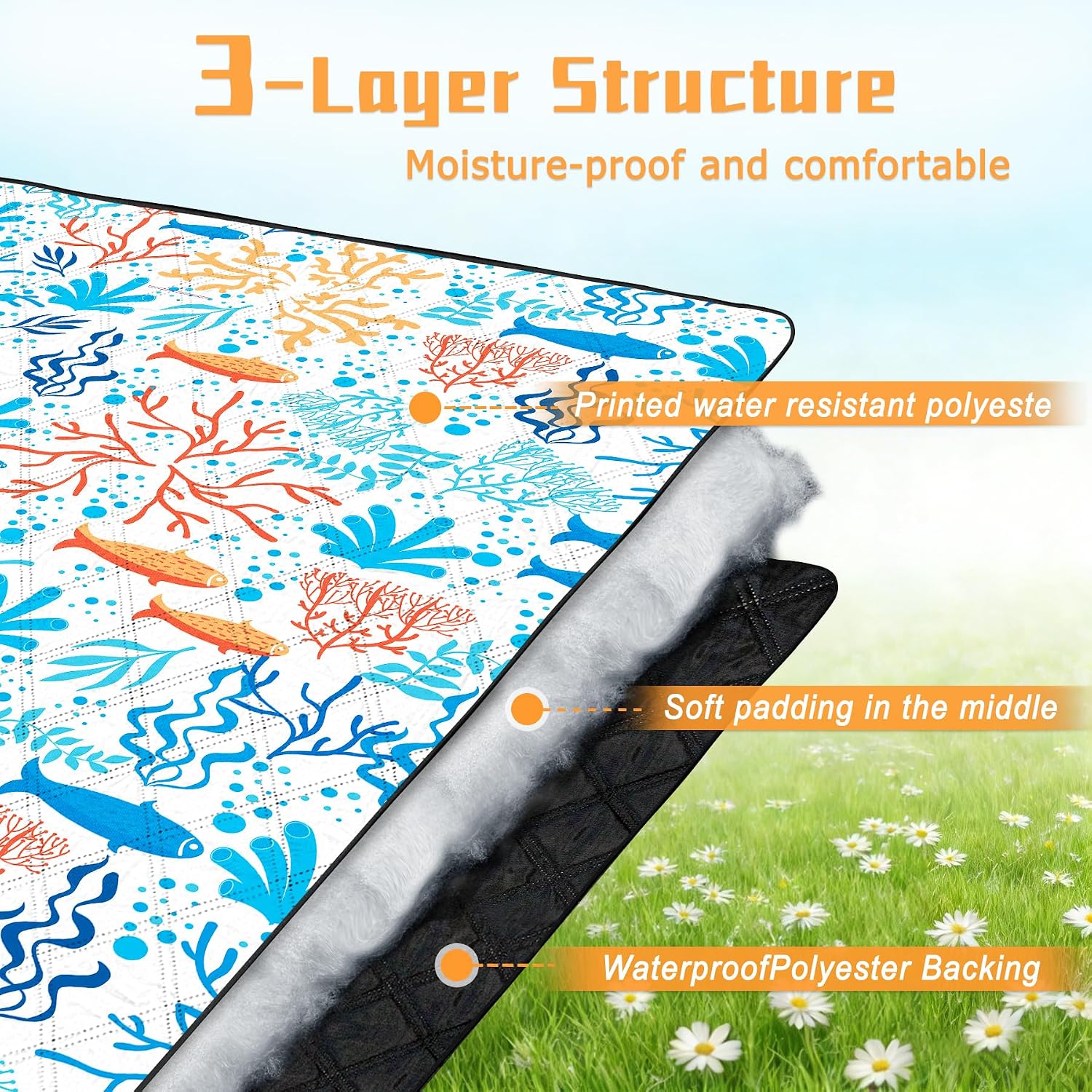 Coral Large Foldable Picnic Blanket