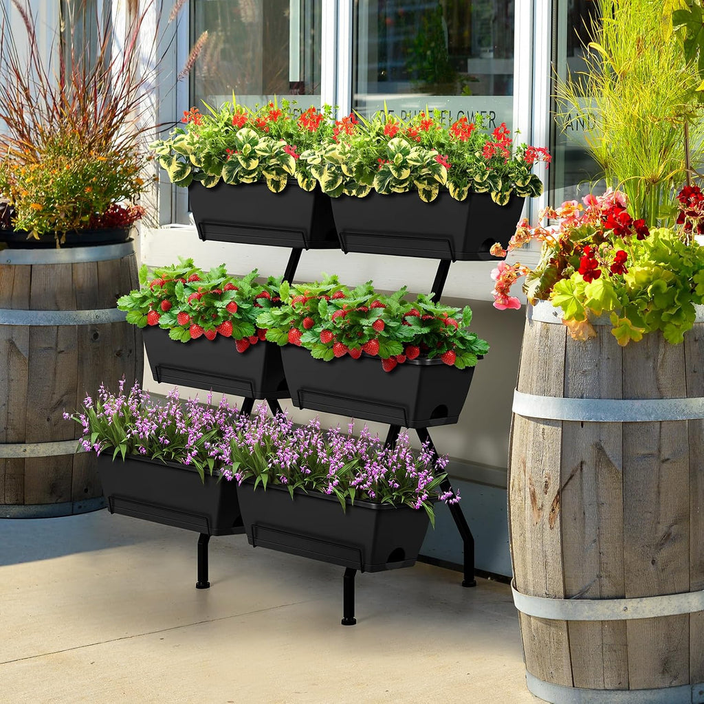 Black 6-box Vertical Planter