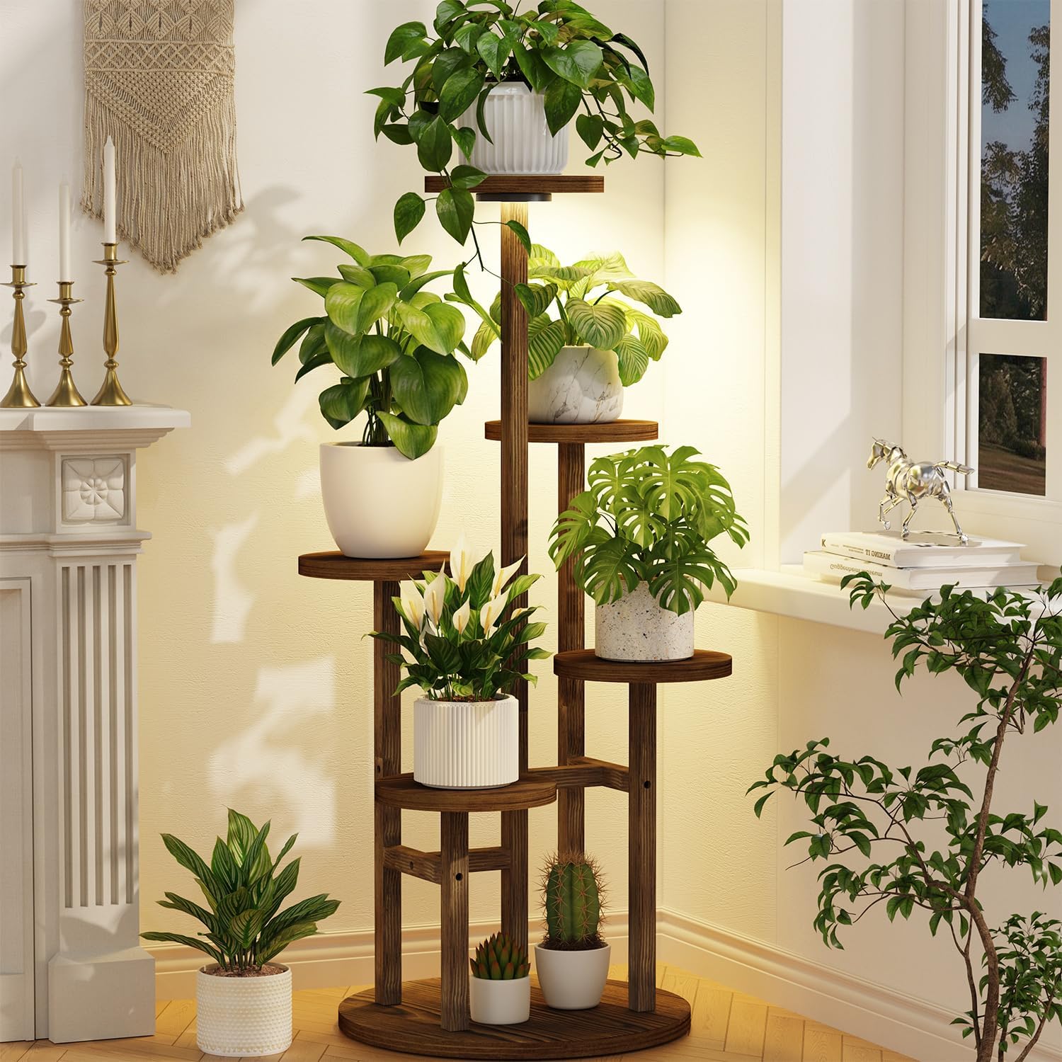 3-Tier Rustic Corner Plant Stand