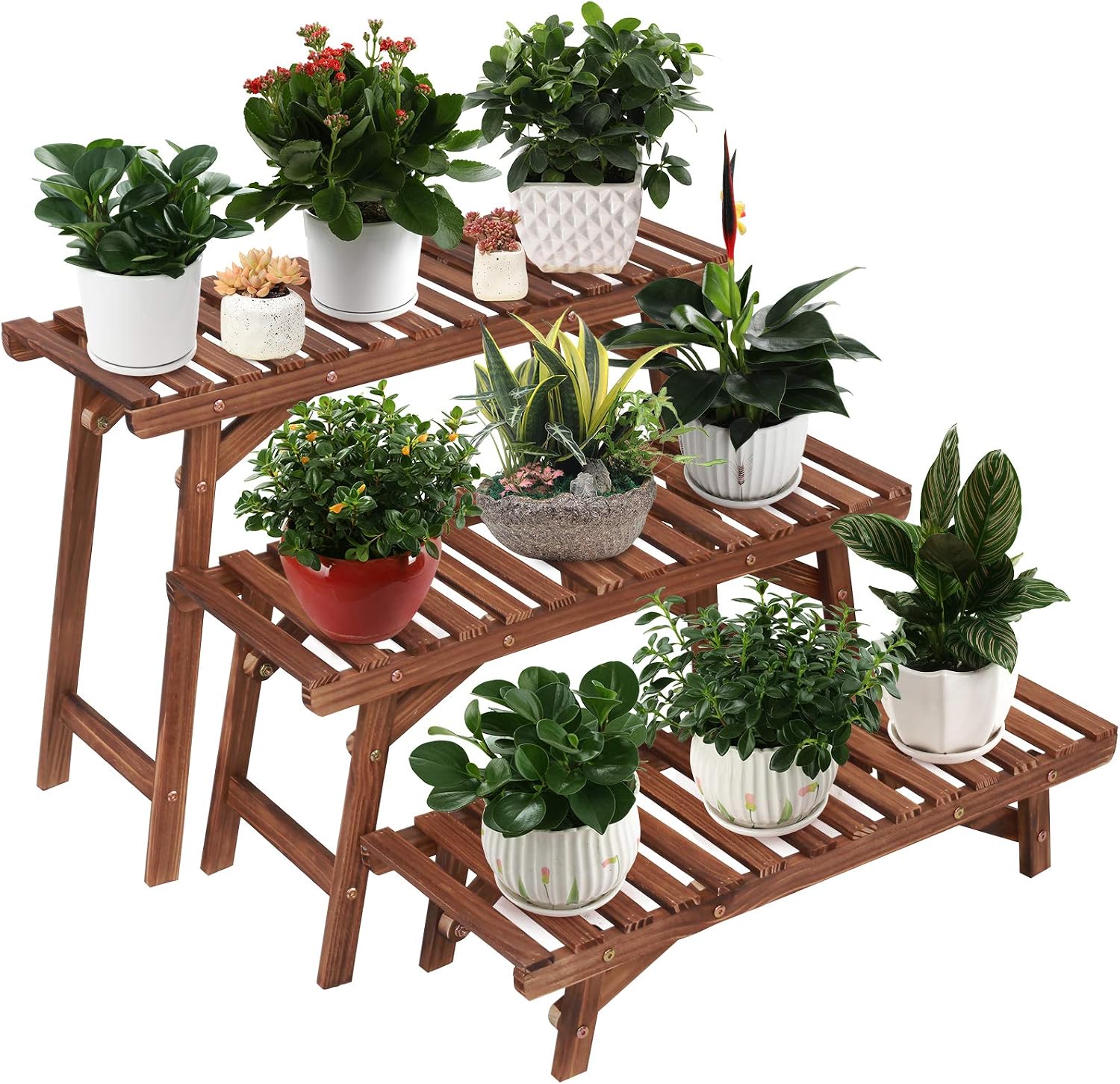 3-Tier Ladder Wooden Plant Stand