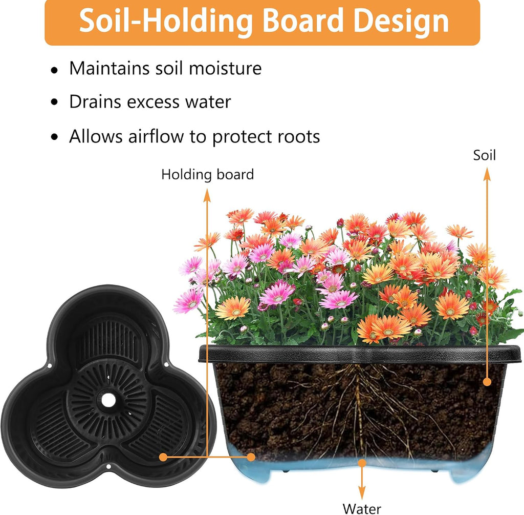 Black Wheeled Self Water Planter