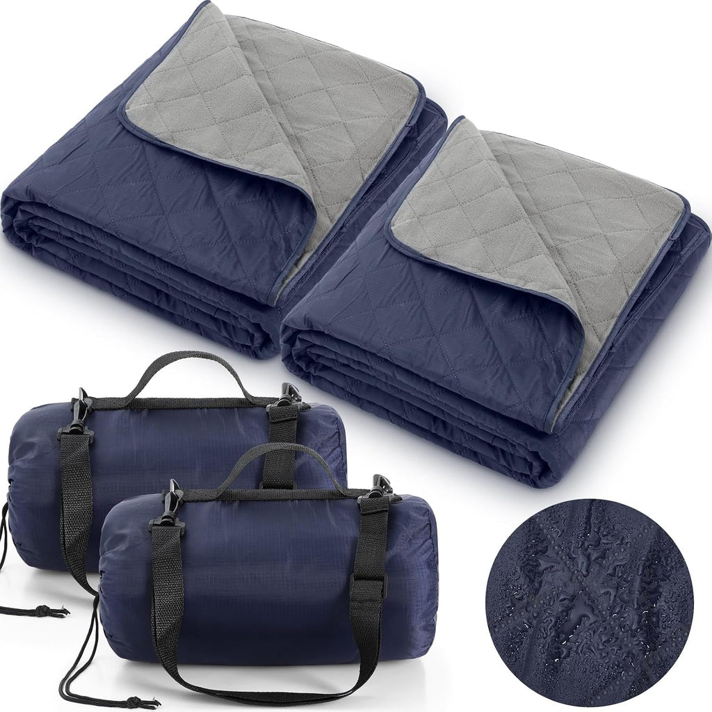 Navy Warm Waterproof Foldable Blanket