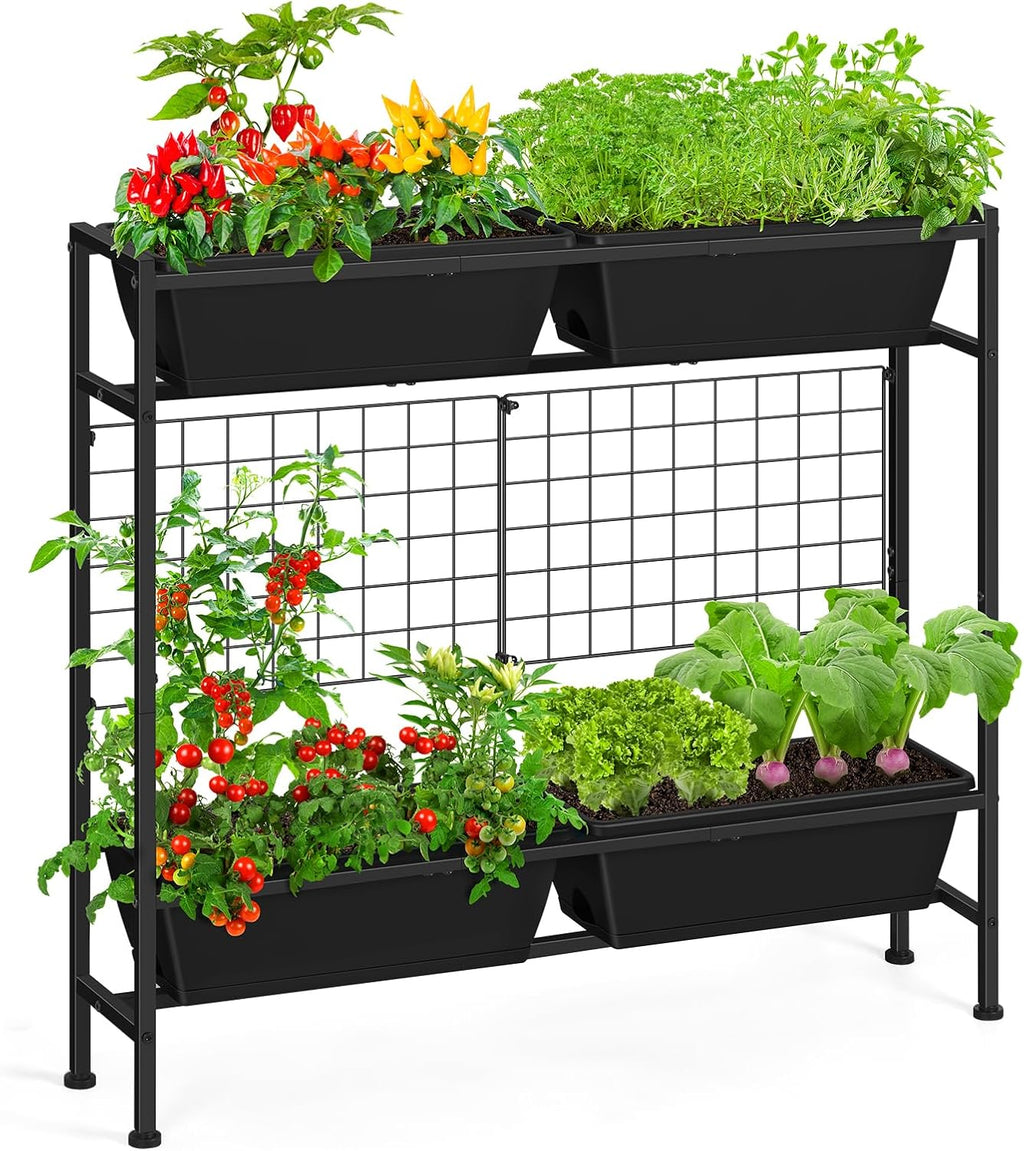 Black Tall Trellis Garden Planter