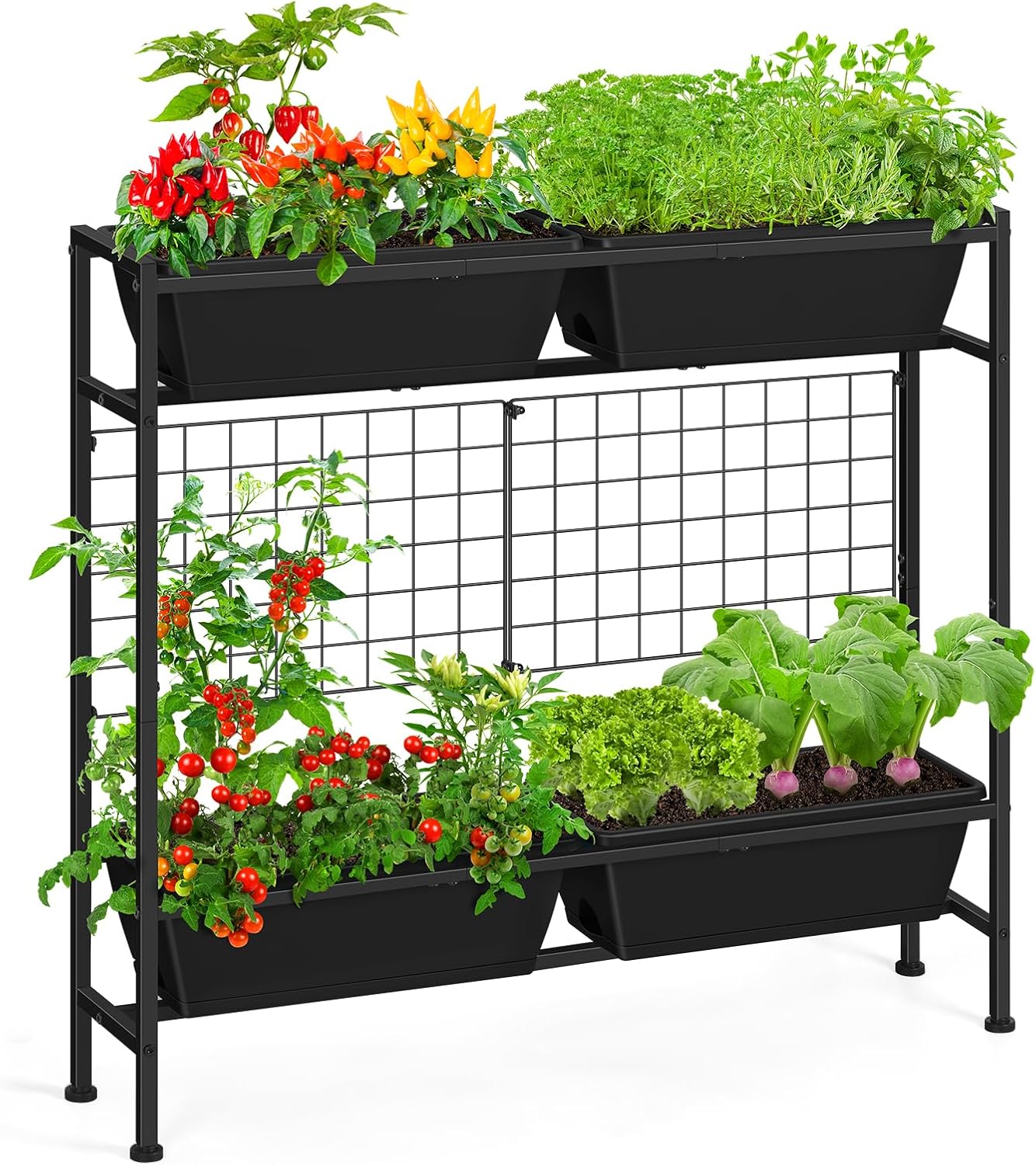 Black Tall Trellis Garden Planter