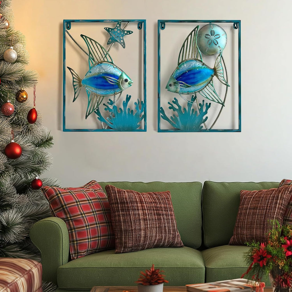 Blue LED Fish Framed Wall Decor