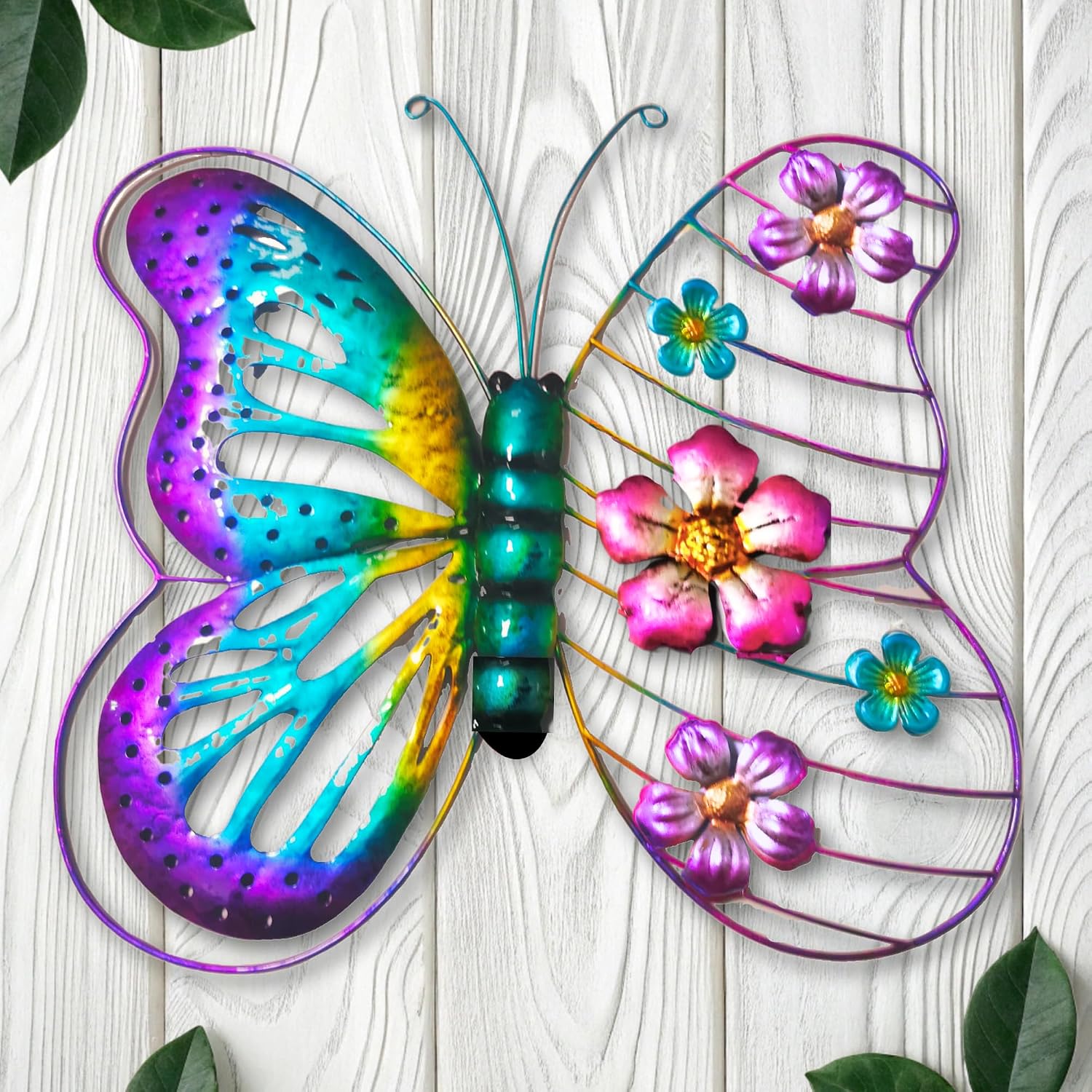 Metal Flower Butterfly Wall Ornament