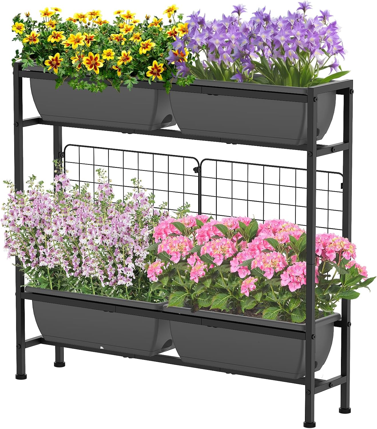 Grey Trellis Elevated Planter