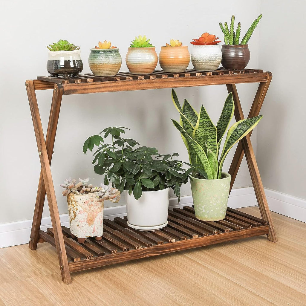 2-Tier Narrow Wooden Plant Stand