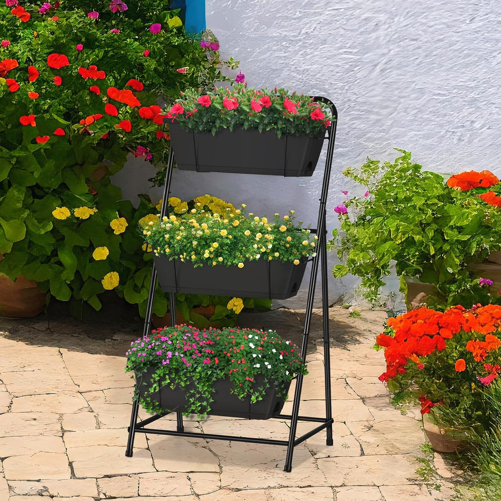 Black Tiered Drainage Garden Planter