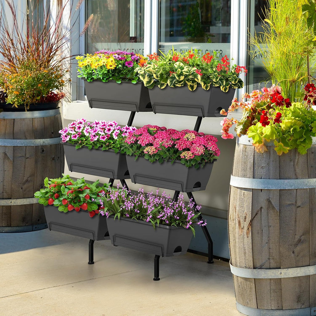 Gray Tiered Legged Garden Planter