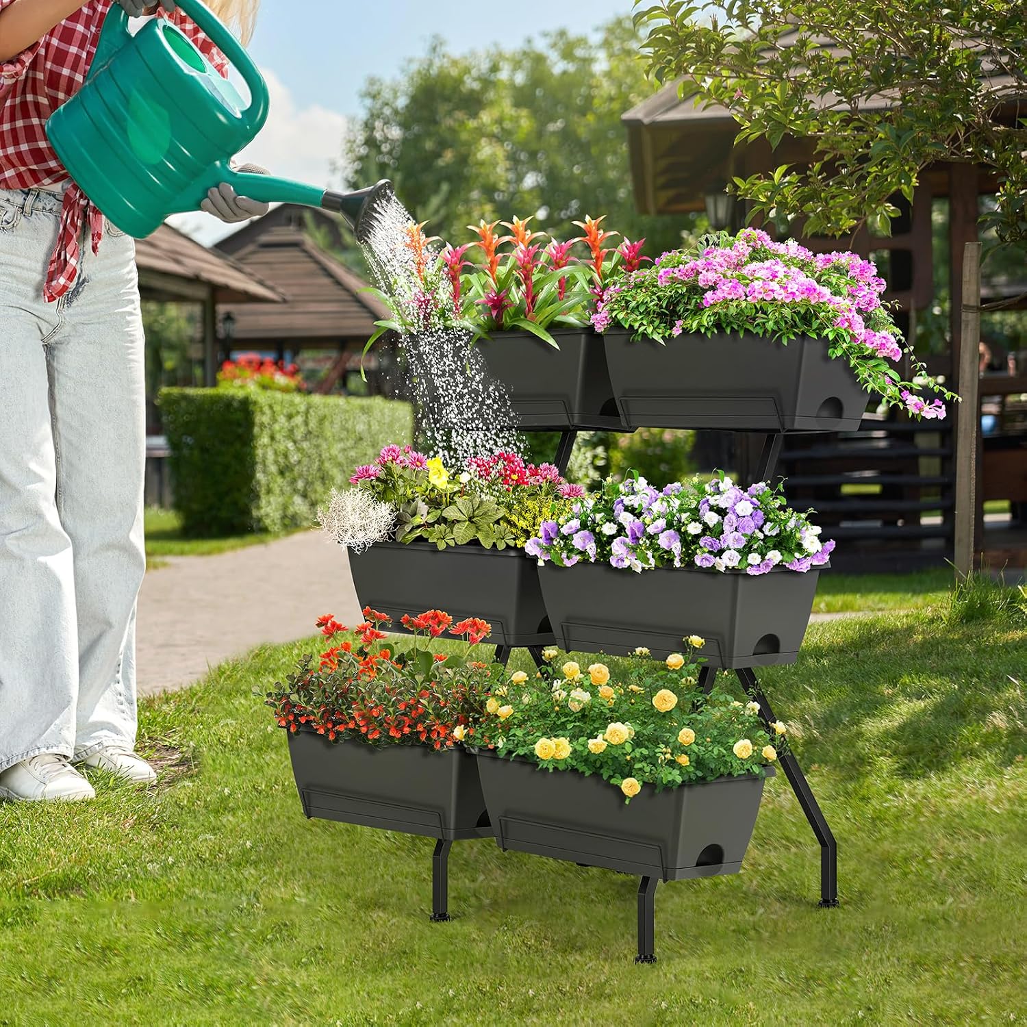 Gray Tiered Legged Garden Planter